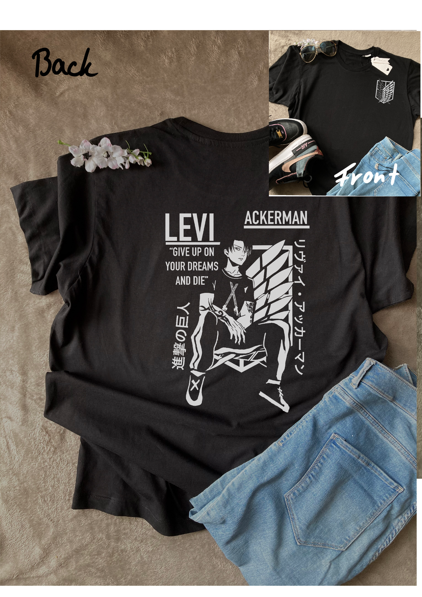 Levi T-Shirt,T-Shirt AnimeMerch,Schwarz , Black,Merch, colors