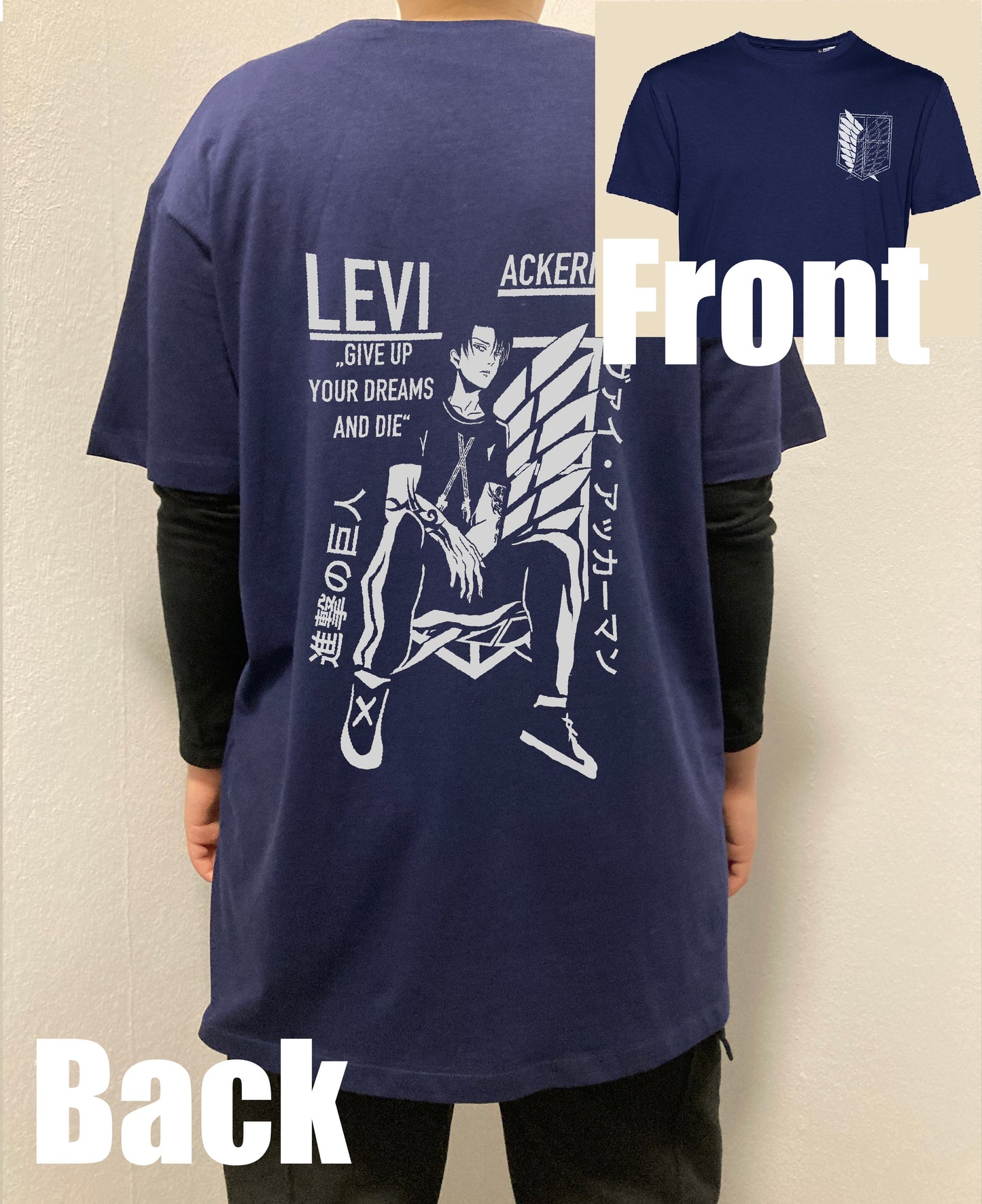 Levi T-Shirt,T-Shirt AnimeMerch,Schwarz , Black,Merch, colors